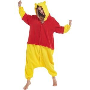 Sweetxin Winnie The Pooh Adult Unisex One Piece Cosplay Costume Pajamas Large